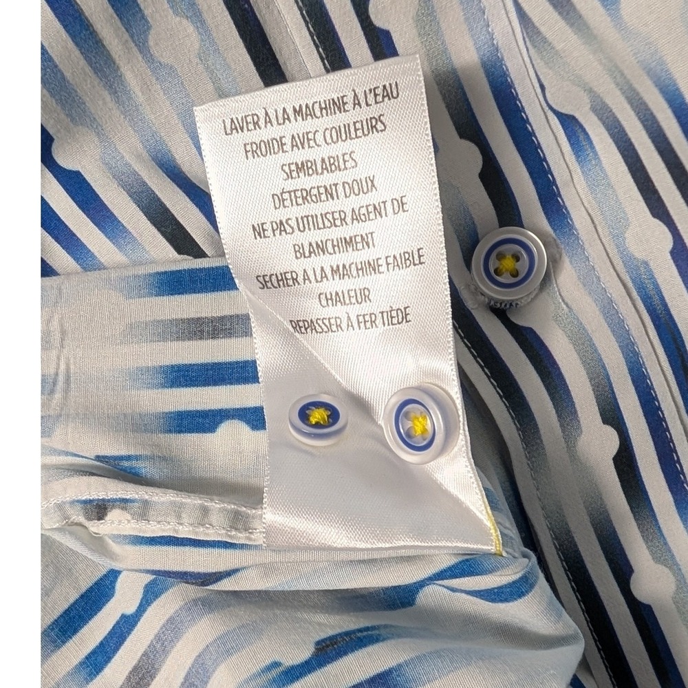 Robert Graham X Button Down‎ Shirt Men 2XL Blue Geometric Stripe Stretch - Picture 6 of 9